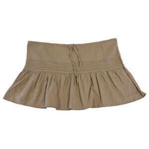 Vintage Tracy Evans Y2K Linen Ruffle Mini Skirt Low Rise Drawstring Size Medium